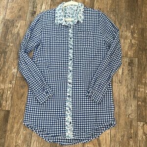PJ Salvage Blue Gingham Cotton Night Shirt large